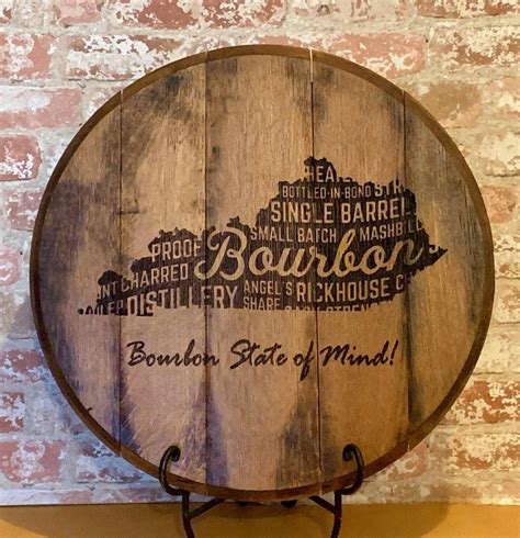 Authentic Bourbon Barrel Head Rustic Wall Sign Whiskey Art Etsy