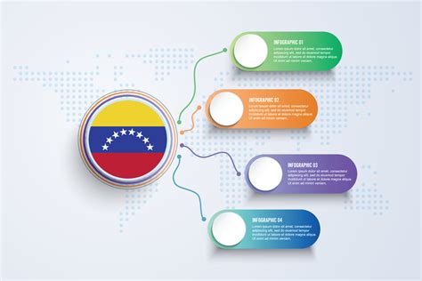 Venezuela Flag With Infographic Design Isolated On Dot World Map