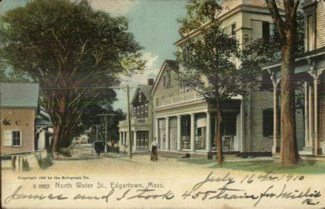 Edgartown Marthas Vineyard Ma North Water St 1910 Used Postcard