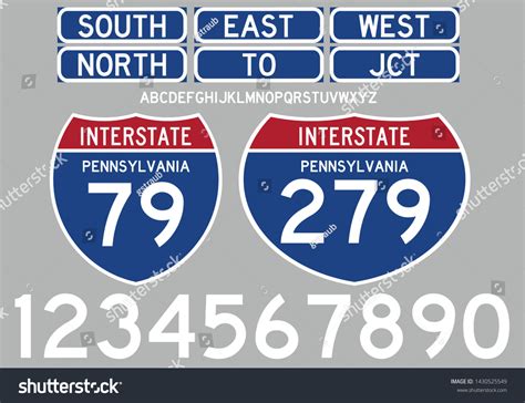 Highway Road Signs Interstate Route Number Stock Vector Royalty Free