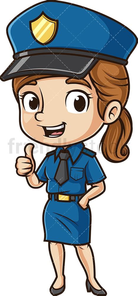 Cute Policewoman Thumbs Up Cartoon Clipart Vector Friendlystock