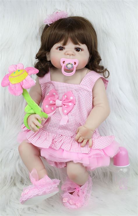 55cm Full Body Silicone Reborn Girl Baby Doll Toys Sweetly