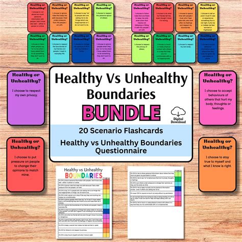Healthy Vs Unhealthy Boundaries Bundle Learning About Setting Boundaries Personal Boundaries