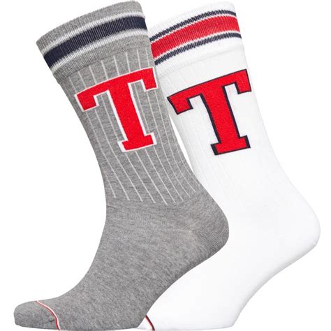 Buy Tommy Hilfiger Mens Patch Two Pack Socks Middle Grey Melange