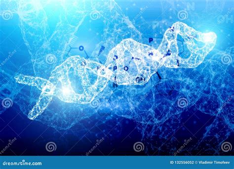 Digitally Generated Virtual Dna Sequence In Abstract Particles Floating
