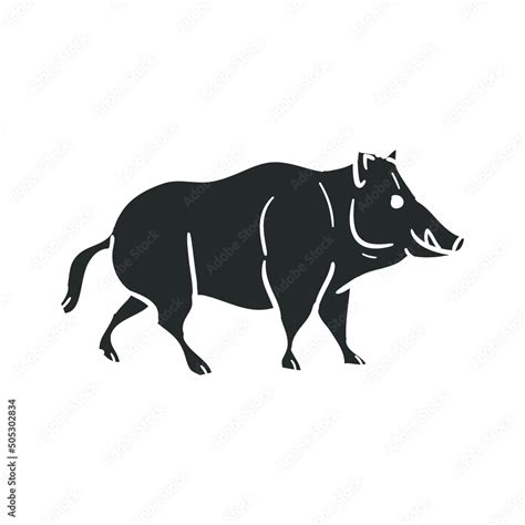 Wild Boar Icon Silhouette Illustration Forest Animals Vector Graphic