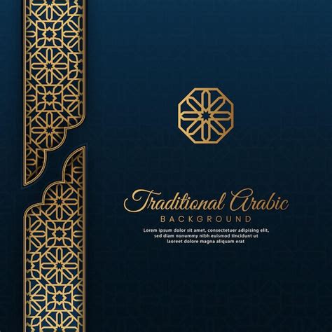 Fundo De Luxo Islâmico árabe Azul Com Ornamentos Decorativos E Padrão