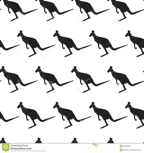 Download Seamless Pattern With Black Silhouette Kangaroo Animals ...