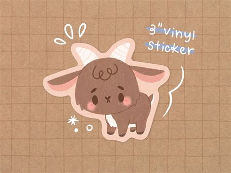Baby Goat Vinyl Sticker Kawaii Sticker Cute Goat Sticker Etsy