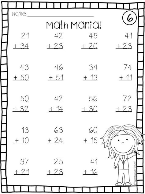 First Class Two Digit Addition Worksheets Without Regrouping