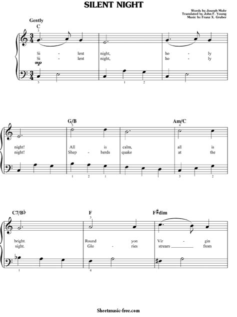 Silent Night Sheet Music Christmas Carol - ♪ SHEETMUSIC-FREE.COM