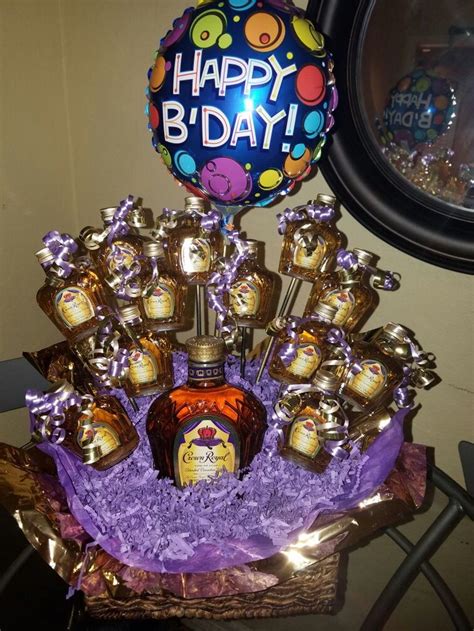 Arguably one of the best gift basket ideas are ones that include chocolate. Liquor birthday baskets | Liquor gifts, Liquor bouquet ...