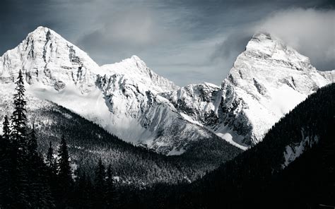 1920x1200 Stone Mountains Snow In Monochrome 1200p Wallpaper Hd Nature