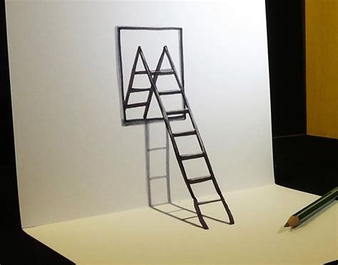 A Drawing Of A Ladder And A Pencil On A Table