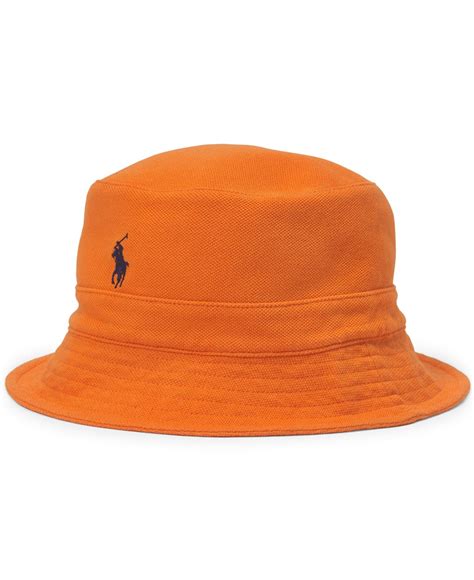 Polo Ralph Lauren Mens Mesh Bucket Hat In Orange For Men Fiesta