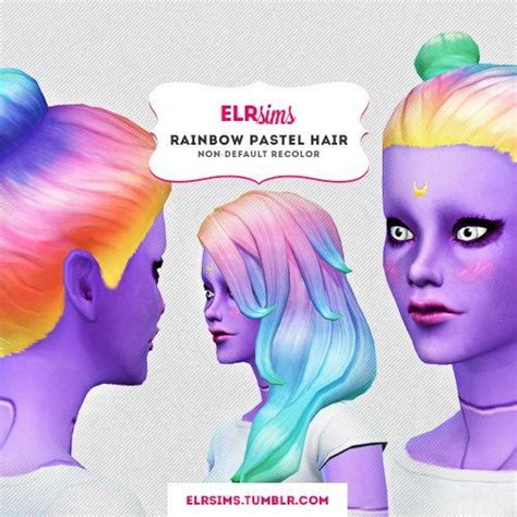 Rainbow Pastel Hair At Elrsims Via Sims 4 Updates Sims 4 Sims Sims