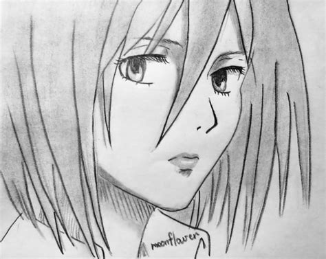 How To Draw Mikasa Ackerman From Invasion Of Giants With A Pencil Step