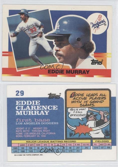 Murray could hit a baseball like few other players in history, and he was (almost) always intense on the field. 1990 Topps Big #29 Eddie Murray Los Angeles Dodgers Baseball Card | eBay