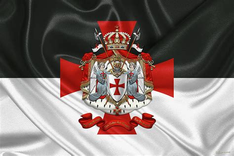 Knights Templar Coat Of Arms Over Flag Digital Art By Serge Averbukh