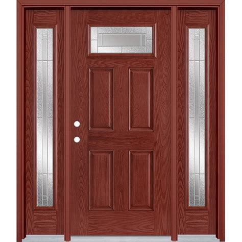 Masonite Focus 64 In X 80 In Fiberglass 1 4 Lite Right Hand Inswing Wineberry Stained Prehung