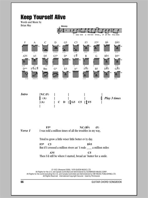 Keep Yourself Alive Sheet Music By Queen Lyrics And Chords