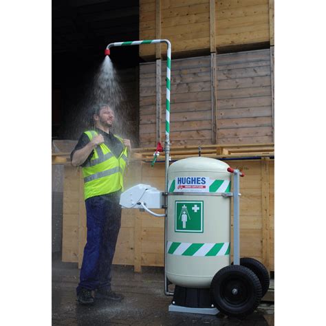 Mobile Self Contained Safety Shower With Lidded Eye Wash