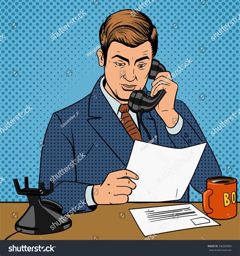 Businessman Talking On Phone Pop Art Stock Vector Royalty Free 336000800 Shutterstock