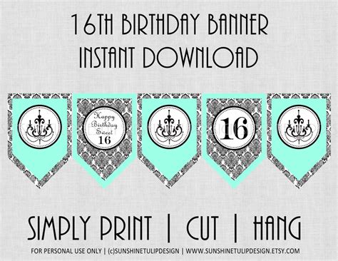 Happy 16th Birthday Banner Printable Printable Word Searches