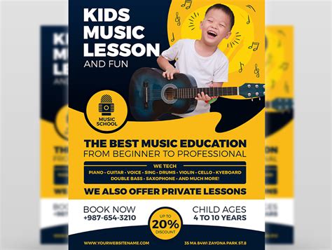 Child Music Lesson Services Flyer Template By Owpictures On Dribbble