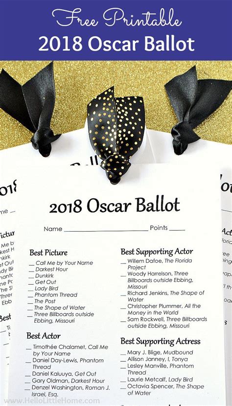 Free Printable 2018 Oscar Ballot Oscar Ballot Oscars Party Ideas