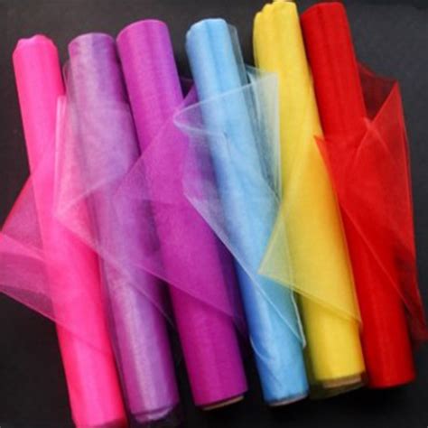 cheap 5m 10m sheer crystal organza tulle roll fabric for draping wedding ceremony party home