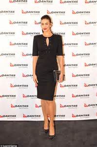 Megan Gale In A Fitted Cocktail Dress At Qantas Business Lounge Launch