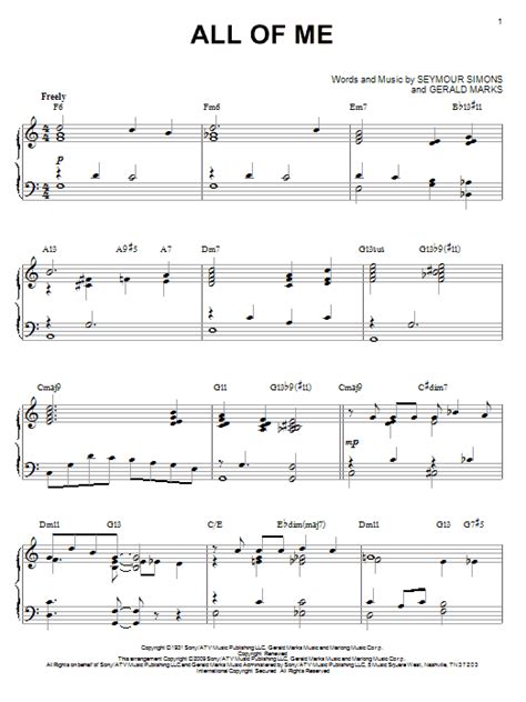 A serious guide to free piano sheet music on the web. All Of Me | Sheet Music Direct