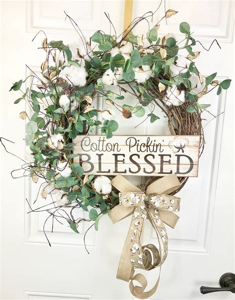 Cotton Pickin Blessed Wreath Cotton Wreath Cotton Boll | Etsy | Rustic wreath, Cotton wreath ...