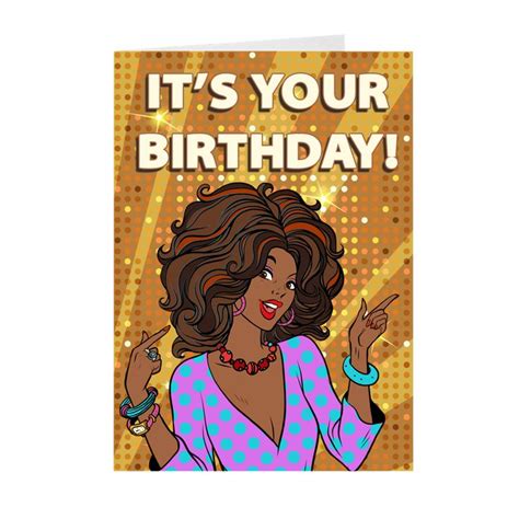 Solid Gold African American Woman Birthday Greeting Card Happy