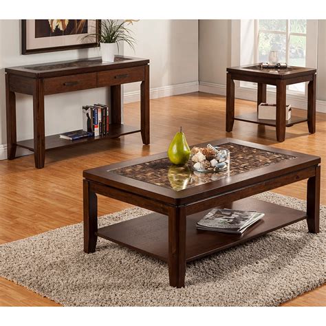 K amp b furniture t87 3 piece cocktail and end table set merlot finish com. Granada Coffee Table - Brown Merlot, Glass Insert and ...