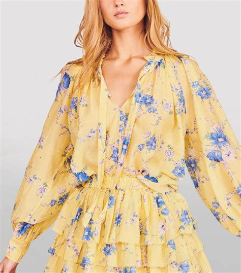 LoveShackFancy Yellow Brynlee Floral Skirt Harrods UK