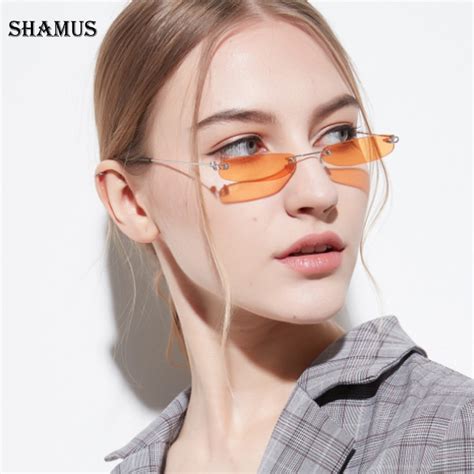 Shamus Mini Sunglasses Women Rectangle Sunglass Rimless Frame Eyewear