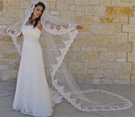 Cathedral Lace Mantilla Veil With Beaded Lace Edge Veil In Etsy