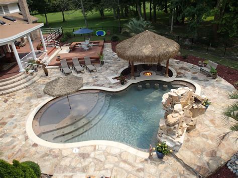 Pool And Fire Pit Built By Paradise Aquatics Backyard Pool Small