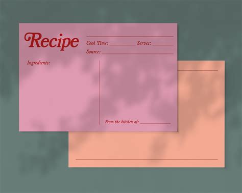 Recipe Card Printable Recipe Card 4x6 Recipe Cards Wes Anderson