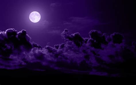 Night purple sky mountain landscape vector illustration. Clouds Moon Purple Night wallpapers