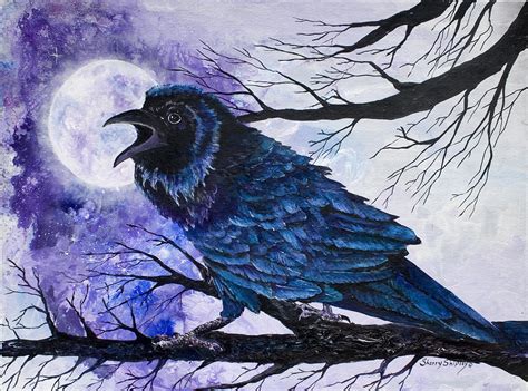 Raven Moon Painting By Sherry Shipley Fine Art America