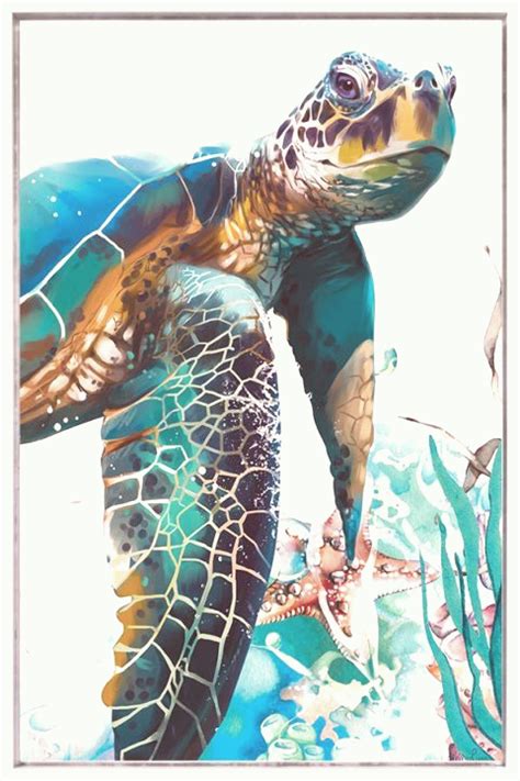 Sea Turtle North Acrylic Canvas Painting In 2020 Sea Turtle Painting