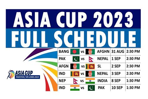 Asia Cup 2023 Cricket Schedule Cricbuzz