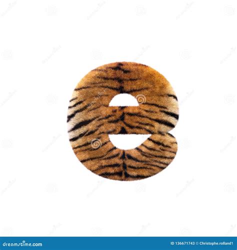 Tiger Letter E Lower Case 3d Feline Fur Font Suitable For Safari