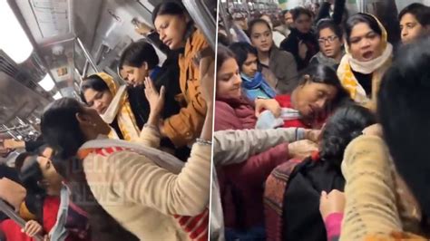 Delhi Metro Fight Video Women Get Into Ugly Brawl Pull Each Others