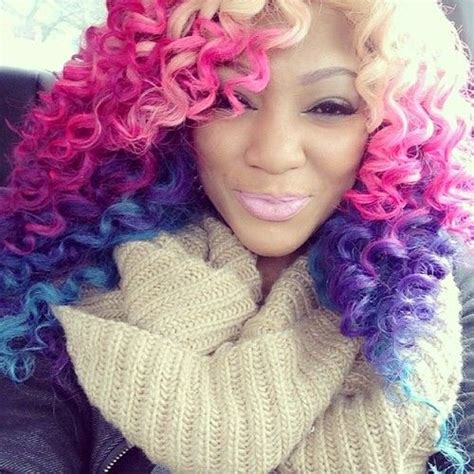 Ombré natural hair styles are very popular amongst the natural hair community: Blonde pink purple blue ombre rainbow hair, colorful hair ...