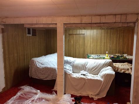 Before Photo Of Our 70s Basement I Started To Use Primer On The Wood