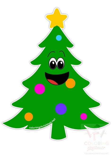 Green Christmas tree cartoon character - Coloring Christmas